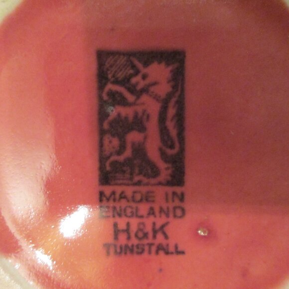 Antique pink flower vase of sprays of blues & white by H&K Tunstall made in Engl - Picture 3 of 9